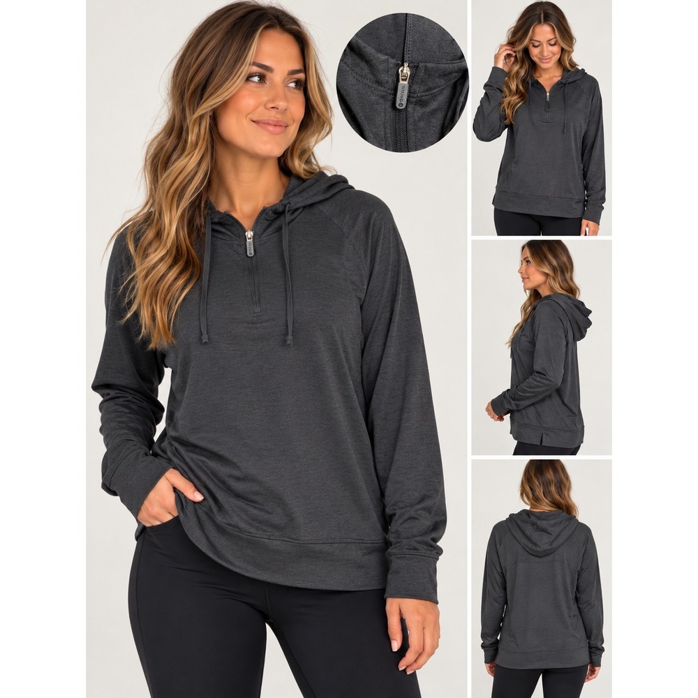Gaiam Movement 1/2 Zip Hoodie Womens M‎ Black Heather Gorpcore Athleleisure Yoga